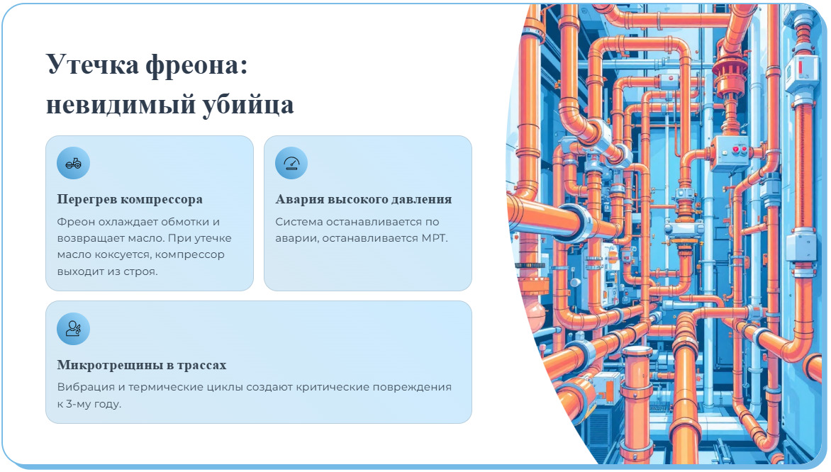 Утечки фреона и засоры дренажа: частые проблемы климатики МРТ после 3 лет работы