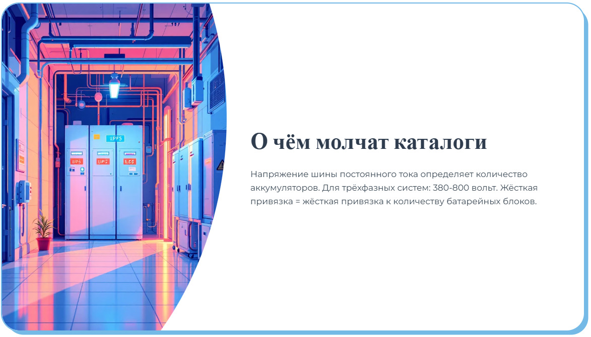 Как напряжение шины постоянного тока ИБП влияет на кратность аккумуляторов и их количество