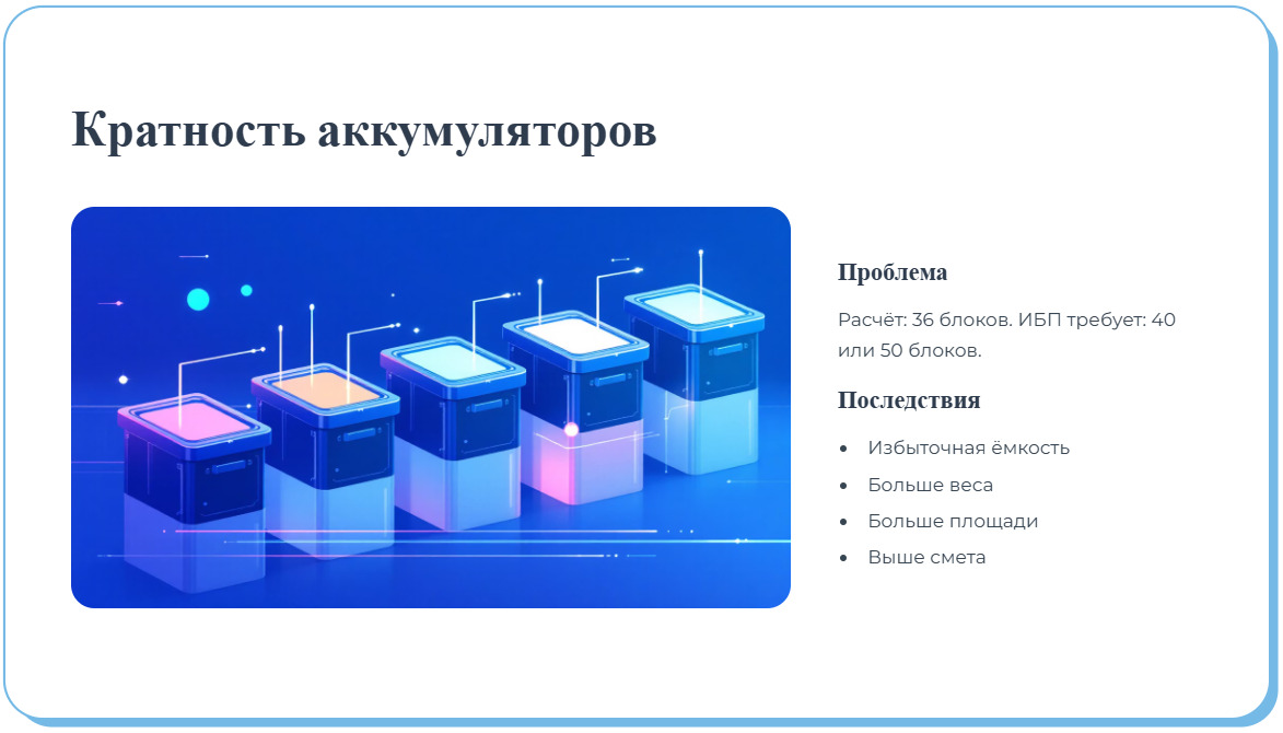 Как напряжение шины постоянного тока ИБП влияет на кратность аккумуляторов и их количество