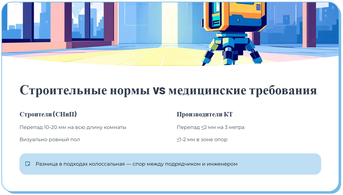 Ровный пол: почему перепад в 2 мм критичен для инсталляции томографа