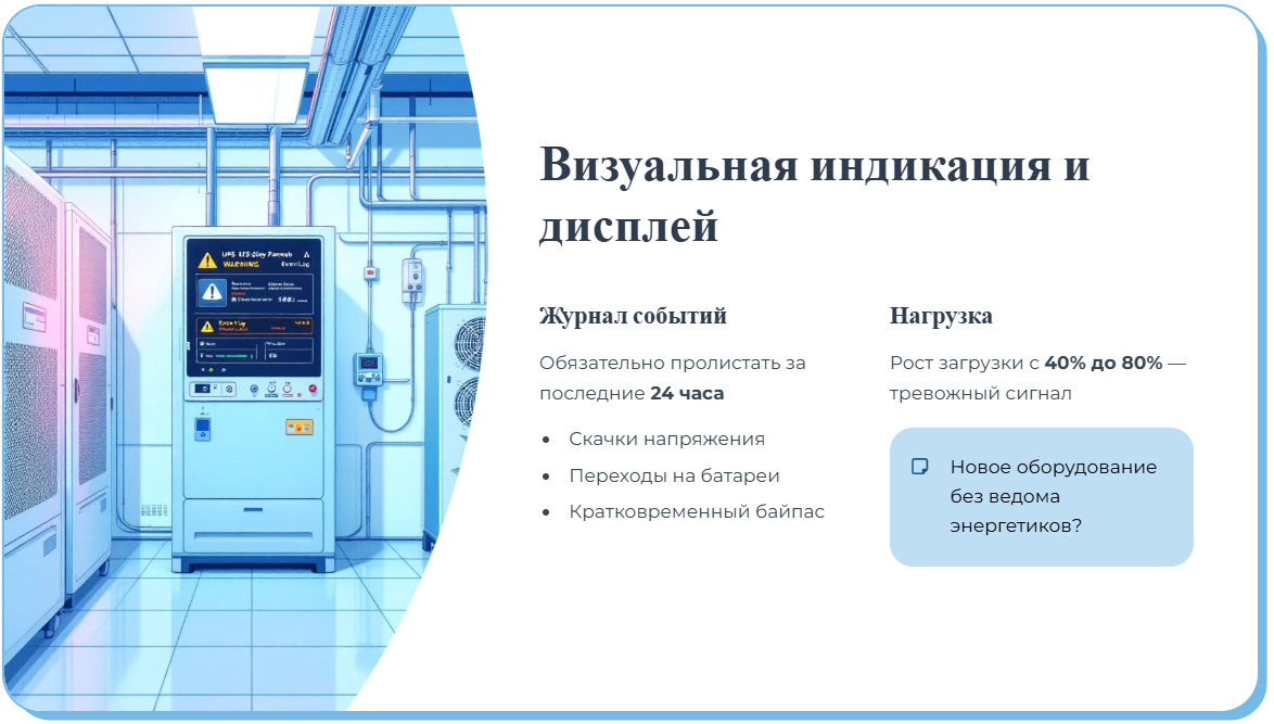 Чек-лист: ежедневный осмотр ИБП силами персонала клиники